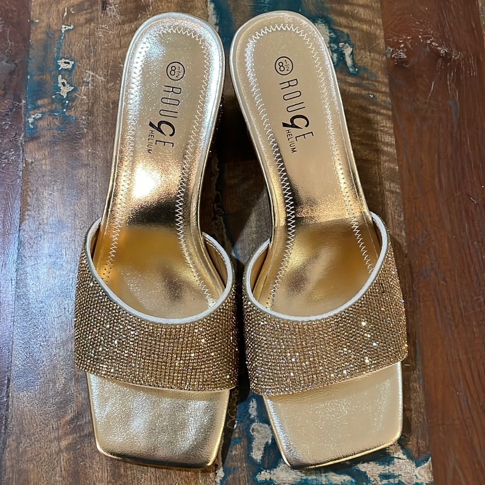 Gold heels.